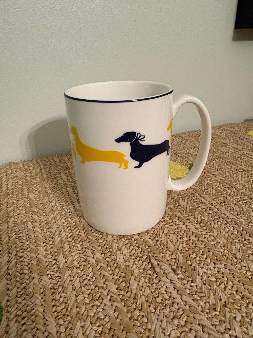Kate Spade New York Wickford Dachshund Mug by Lenox American Design Navy Yellow